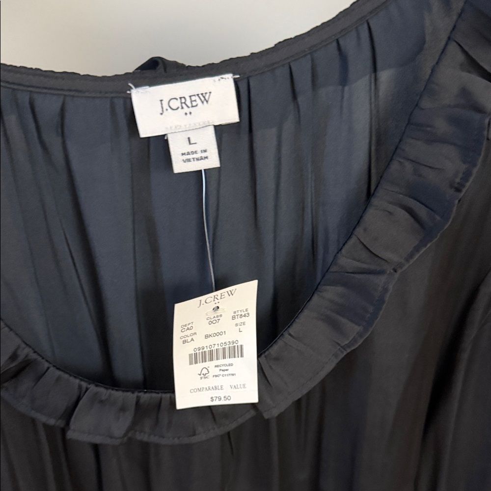 J. Crew Black Ruffled Blouse - Picture 2 of 6